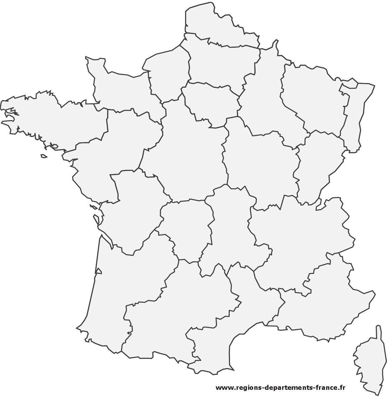 Carte De France Vierge A Imprimer Fond De Carte Avec Les Regions Et Les Departements Francais