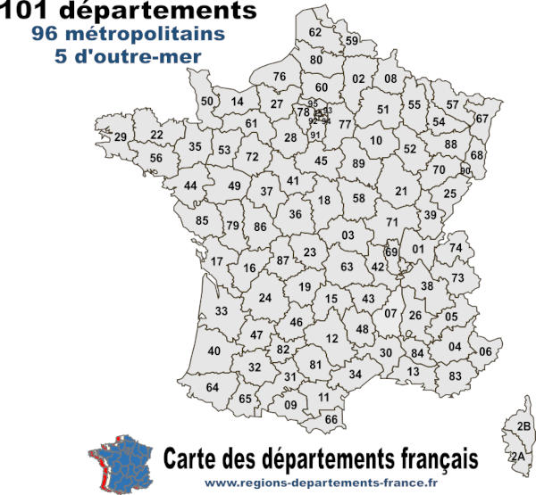 Numero De Departement Liste Et Carte Recapitulative