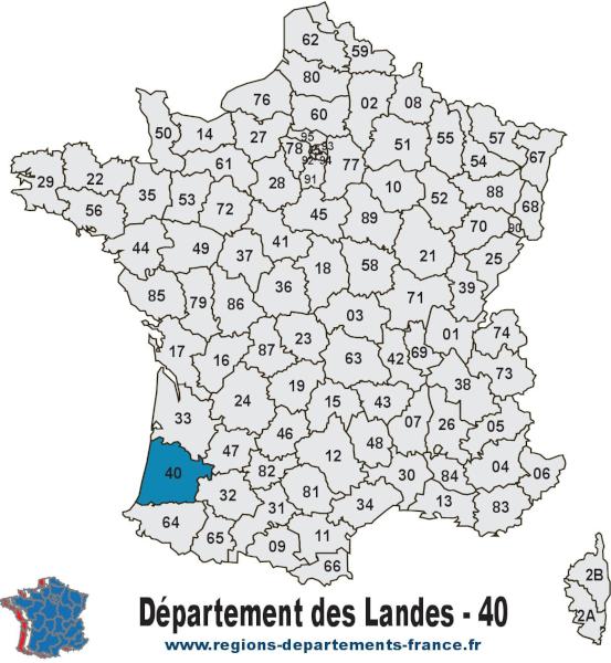 Département 40 : les LANDES carte, région, localisation et départements ...